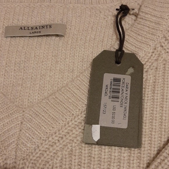 Allsaints Daria V neck chunky knit Jumper M - Picture 5 of 5